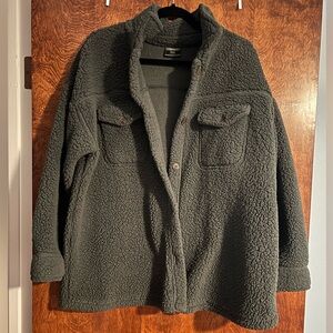 Cozy Olive-Army Green Sherpa Shacket XL/XXL